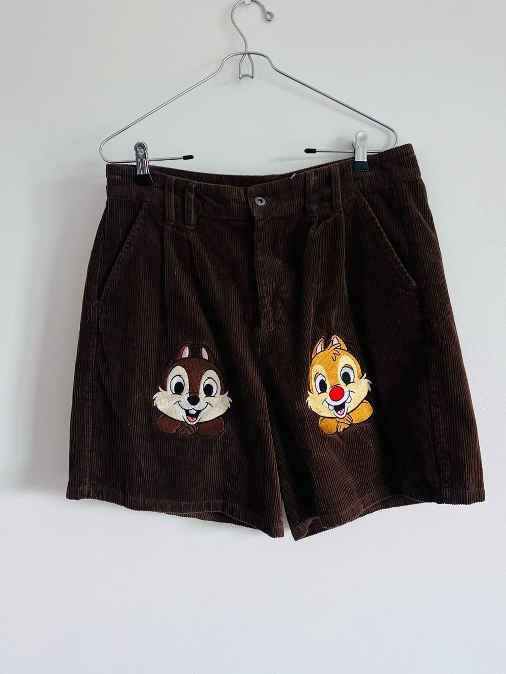 Disney Chip n Dale Brown Corduroy Shorts • Y2K Cartoon Streetwear